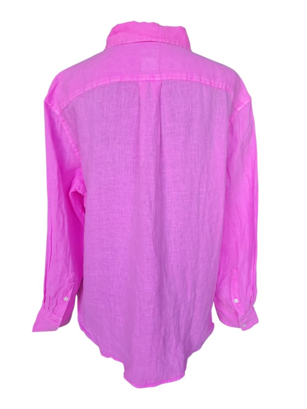 GAP Bright Pink Relaxed Linen Button Front Shirt Women's Size S - Picture 4 of 10